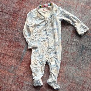 Magnetic Me Light Blue and Cream Animal Print Footed One-Piece